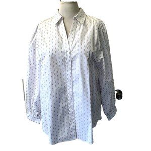 NWOT Marc New York white cotton blouse with gold lurex decoration size L